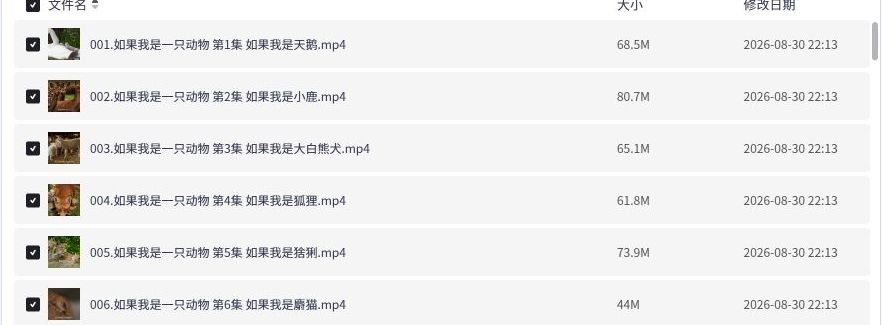 动物纪录片文件清单示例